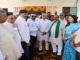 Minister Dinesh Gundu Rao and local leaders inaugurating the new health lab in Dharwad District Hospital.