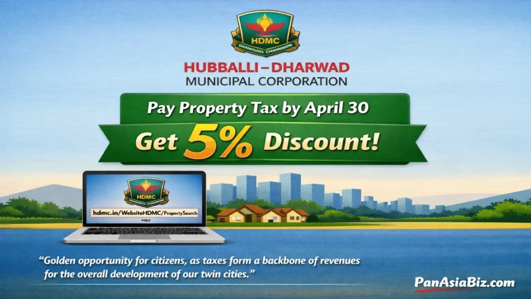 Hubballi–Dharwad Municipal Corporation property tax discount announcement with police news updates