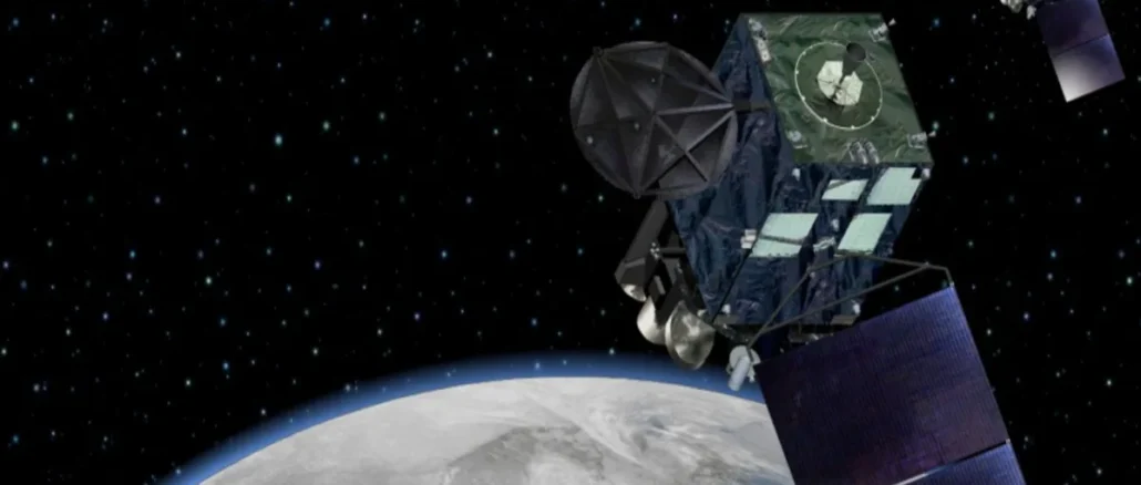 High-resolution satellite image of a typhoon over the Pacific Ocean captured by Himawari-9.