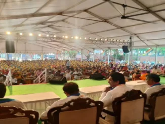 Devotees gathered at Kamal Basadi in Belagavi during Jain Mahamahotsava