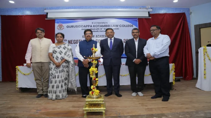 Justice B. M. Shyam Prasad inaugurating the 4th Negotiation Competition at KLE Law Academy.