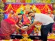 Minister Laxmi Hebbalkar and MLC Channaraj Hattiholi at Kolikoppa Gramadevi temple festival 2026.