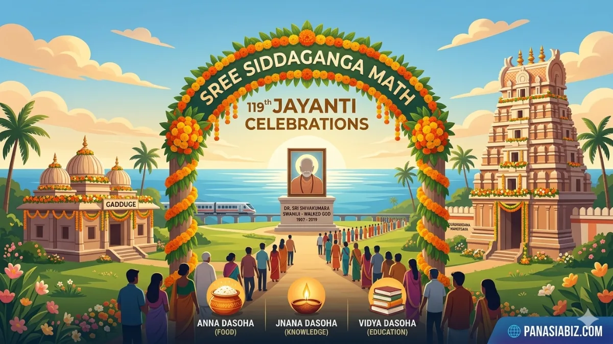 MB Patil visit Siddaganga Math 119th Jayanti