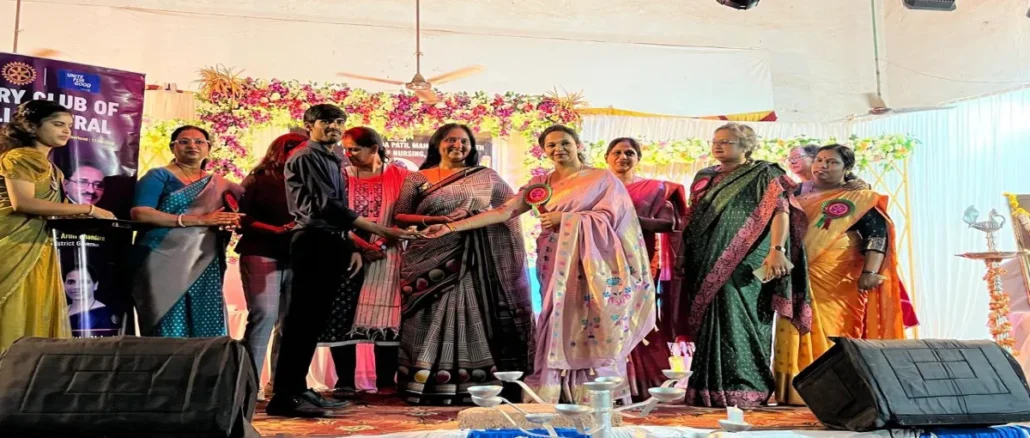 RCHC members donating refurbished watches to nursing students at Mahila Vidya Peeth campus