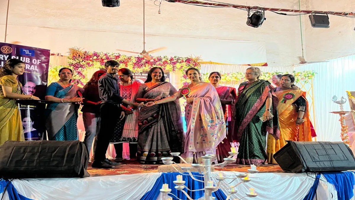RCHC members donating refurbished watches to nursing students at Mahila Vidya Peeth campus