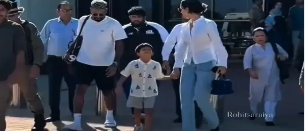 Spotted at Jamnagar airport with his son and Mahieka