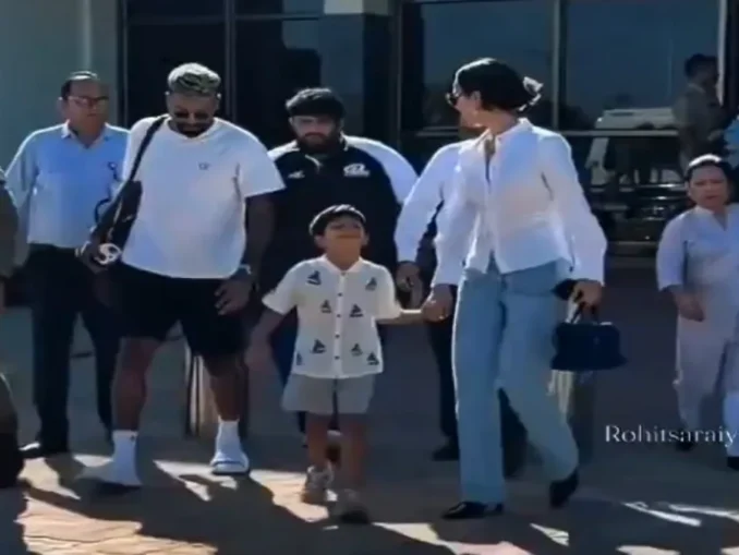 Spotted at Jamnagar airport with his son and Mahieka