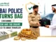 Dubai Police officers returning a recovered bag containing cash and gold to a traveler at Dubai International Airport
