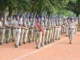 Police Commissioner N Shashi Kumar IPS receiving salute during weekly parade at Hubballi Old CAR grounds with DCP Shruti NS and DCP Ravish CR.