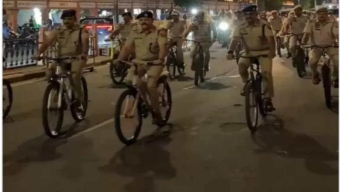 Jaipur police officers patrolling on bicycles after PM Modi fuel saving appeal May 2026