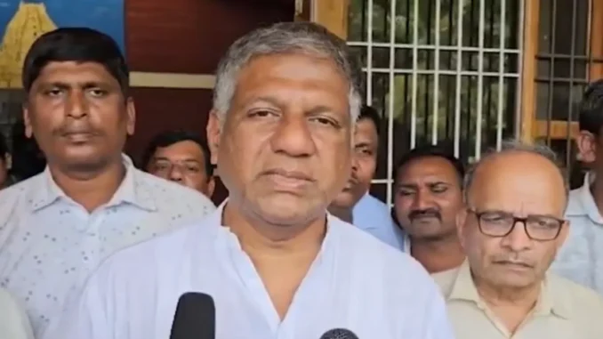 Arvind Bellad speaking on KPSC exam scandal in Dharwad