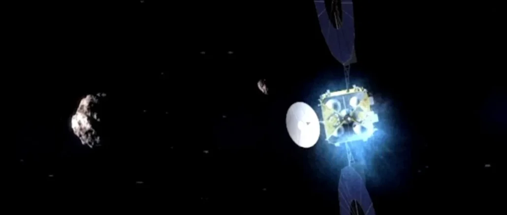 Tianwen-2 spacecraft image of quasi-moon asteroid Kamo'oalewa in space