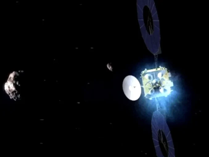 Tianwen-2 spacecraft image of quasi-moon asteroid Kamo'oalewa in space