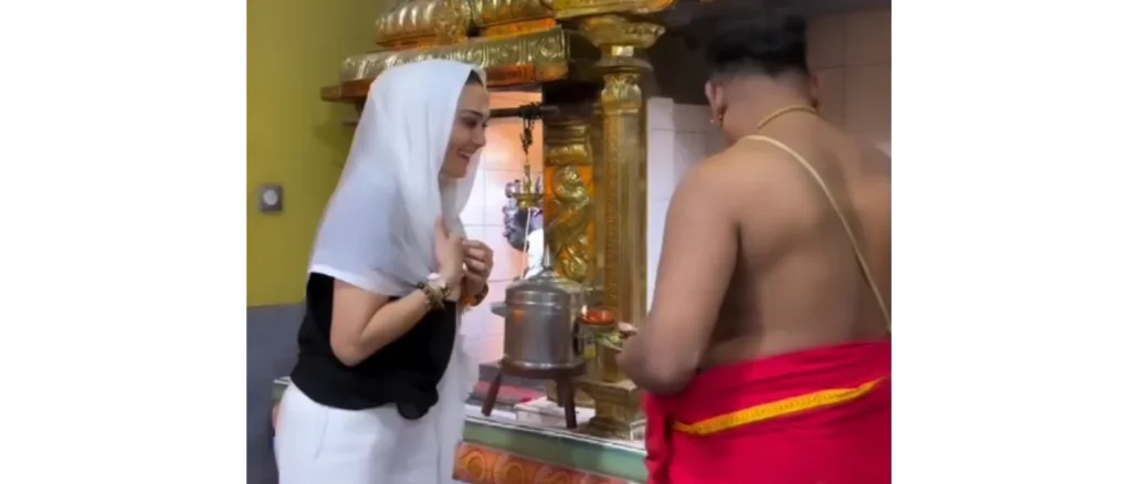 Preity Zinta smiling at Kanapathy Temple Paris during Sawan visit Instagram reel