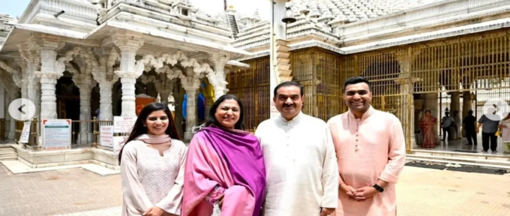 Gautam Adani and family offering prayers at Mahudi Jain Tirth in Gujarat