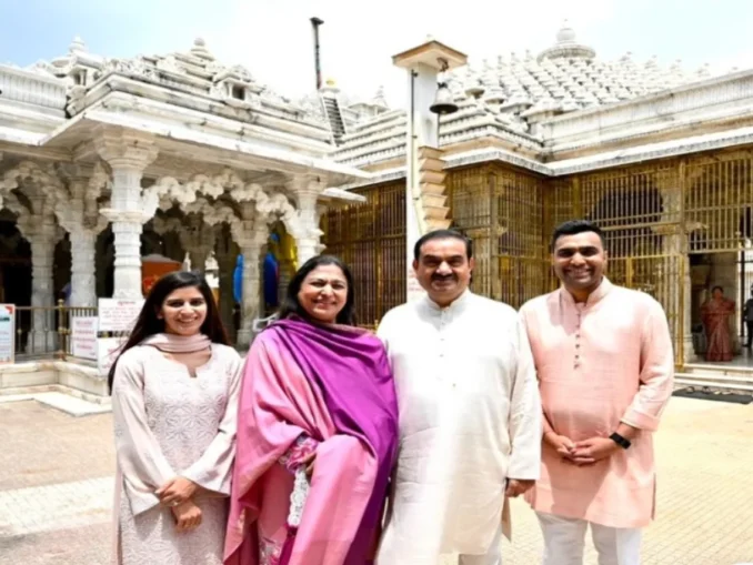 Gautam Adani and family offering prayers at Mahudi Jain Tirth in Gujarat