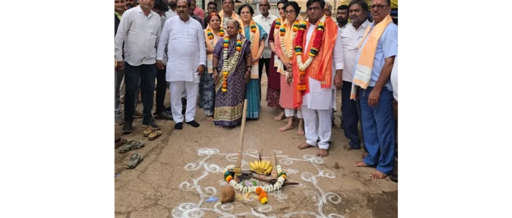 Hubballi Madavapur City Clinic ₹50 lakh CC road bhoomi puja by Prasad Abbayya