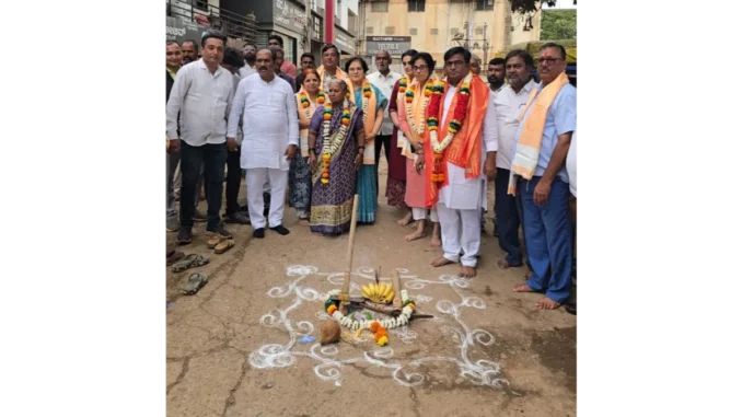 Hubballi Madavapur City Clinic ₹50 lakh CC road bhoomi puja by Prasad Abbayya