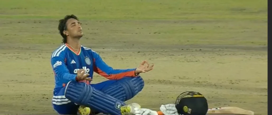 Abhishek sharma prays after his record breaking century