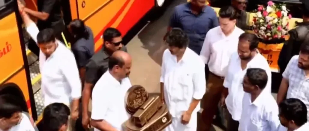 Vettri Payanam Bus Video Shows TN CM Vijay Stopping a Feet Touch
