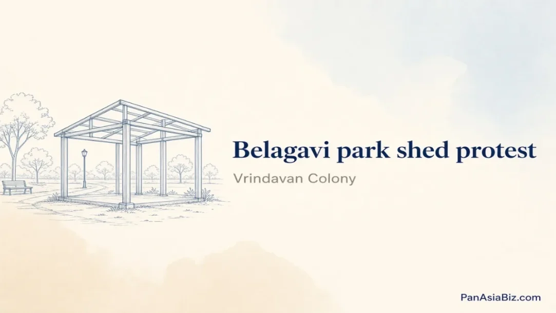 Vrindavan Colony residents in Belagavi protesting a shed on land they say is a park