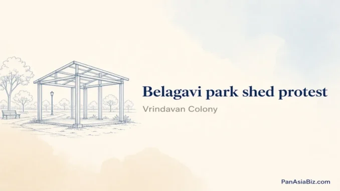 Vrindavan Colony residents in Belagavi protesting a shed on land they say is a park