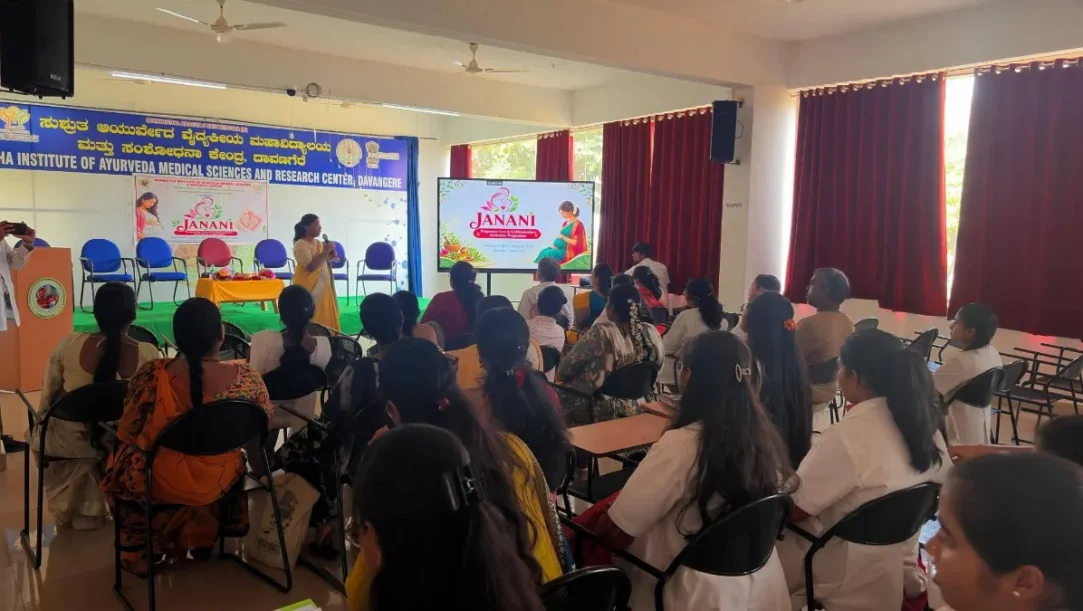 JANANI pregnancy care workshop at Sushrutha Ayurvedic Medical College in Davanagere