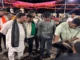 Rams competing in a traditional fighting event in Bengeri, Hubballi