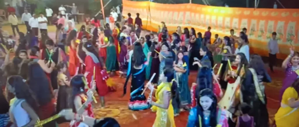 SSK Youth Association members at the Dandiya Raas launch in Venkateshwara Nagar, Hubballi
