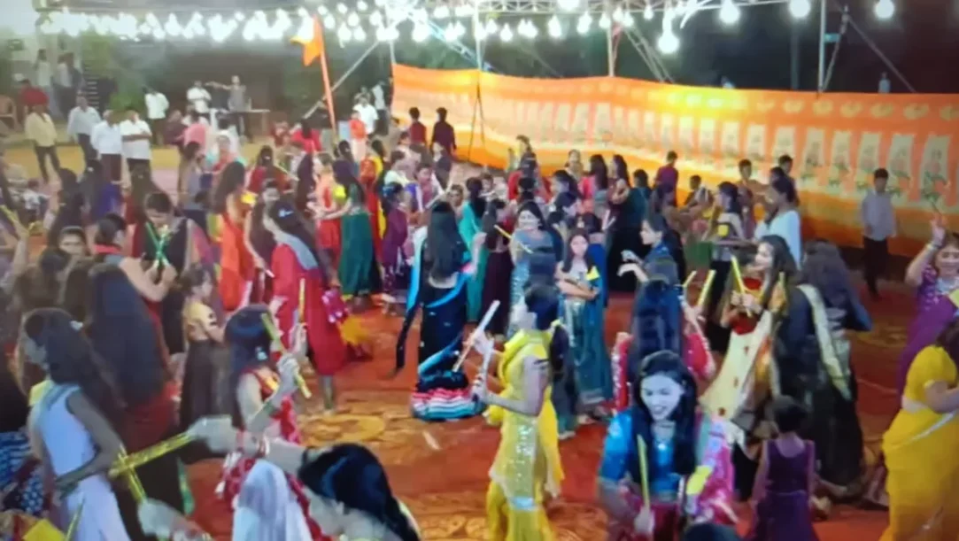 SSK Youth Association members at the Dandiya Raas launch in Venkateshwara Nagar, Hubballi