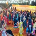 SSK Youth Association members at the Dandiya Raas launch in Venkateshwara Nagar, Hubballi