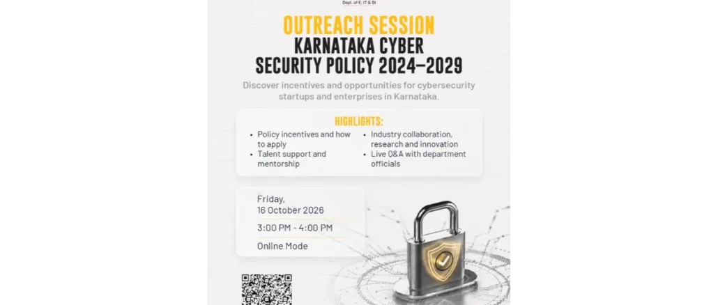 Karnataka government poster for the October 16, 2026 Cyber Security Policy 2024–2029 online session