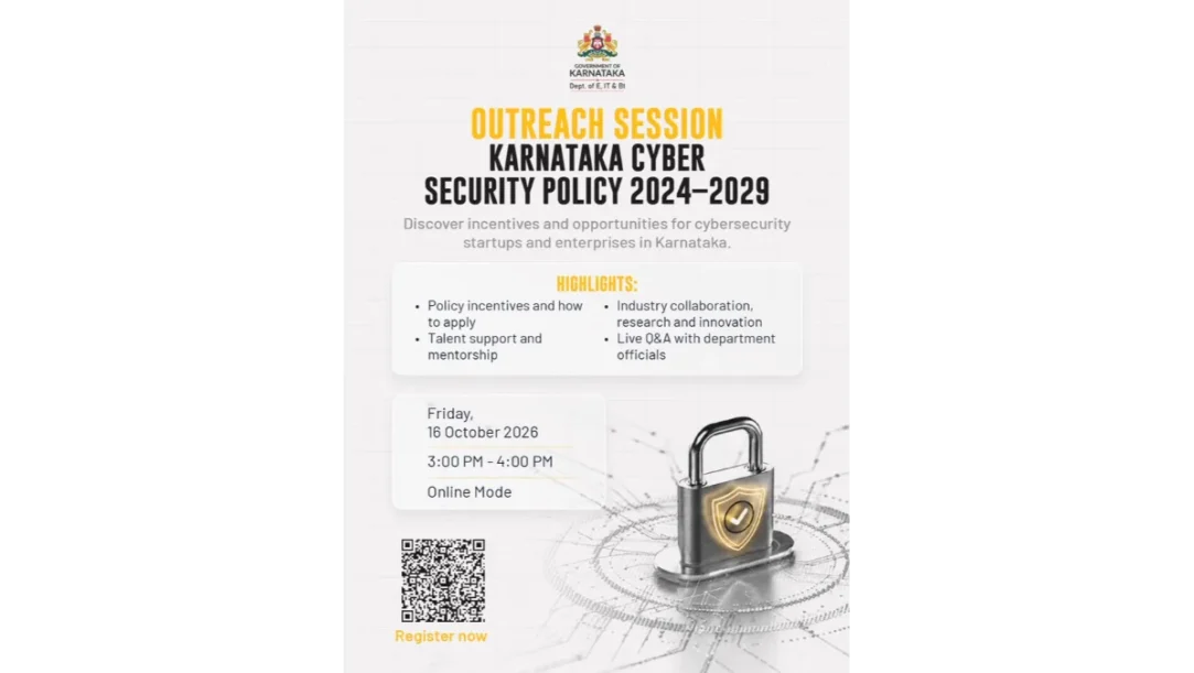 Karnataka government poster for the October 16, 2026 Cyber Security Policy 2024–2029 online session