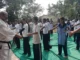 Students at karate self-defense training camp in Nagarahalli government school
