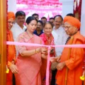 Laxmi Hebbalkar and Dr. Tontada Siddharama Mahaswami at the Gurubhavan inauguration in Jayanagar