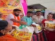 VAK Foundation volunteers distributing grocery kits in Hubballi during Navratri
